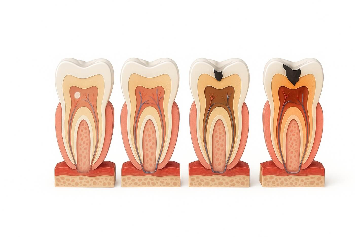 Стадии развития кариеса Развитие кариеса от пятна до полости