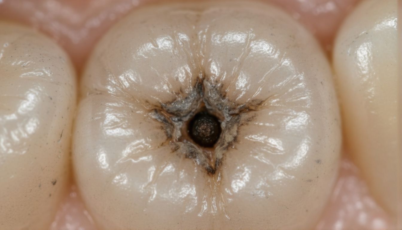 Глубокие фиссуры зуба крупным планом