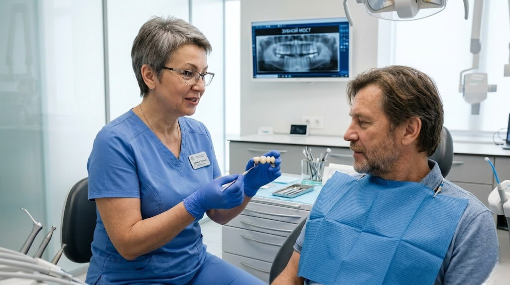 Зубной мост на имплантах