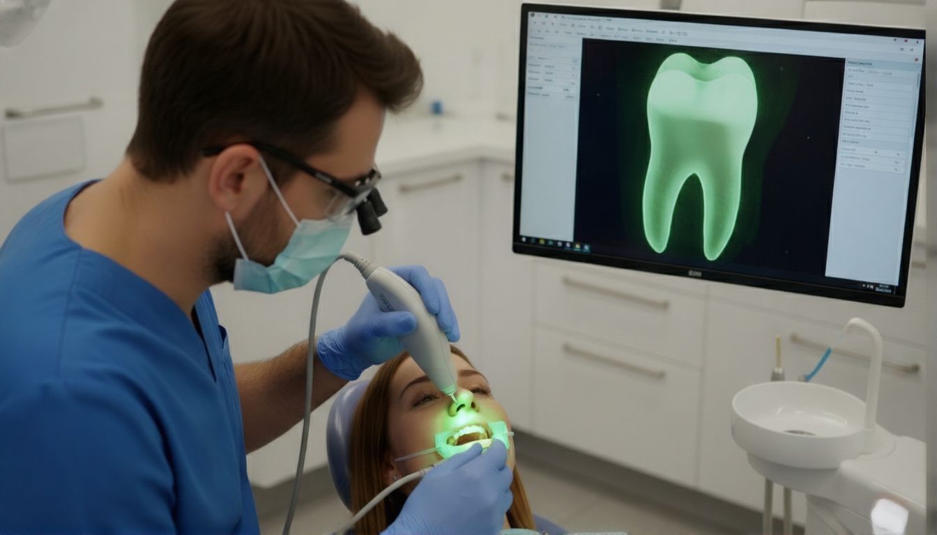 Стоматолог использует DIAGNOcam